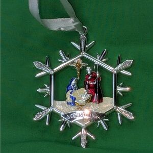 Harvey Lewis Crystal “A Child is Born” Christmas Snowflake Ornament Swarovski PO